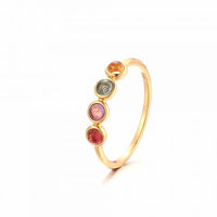 Colorful Round Natural Gemstone Sterling Silver Ring