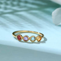 Colorful Round Natural Gemstone Sterling Silver Ring
