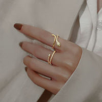 Mini Snake Cubic Zirconia Adjustable Ring