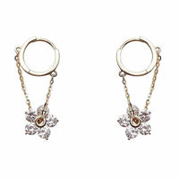 Crystal Flower Dangle Earrings in 925 Sterling Silver