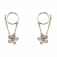 Crystal Flower Dangle Earrings in 925 Sterling Silver