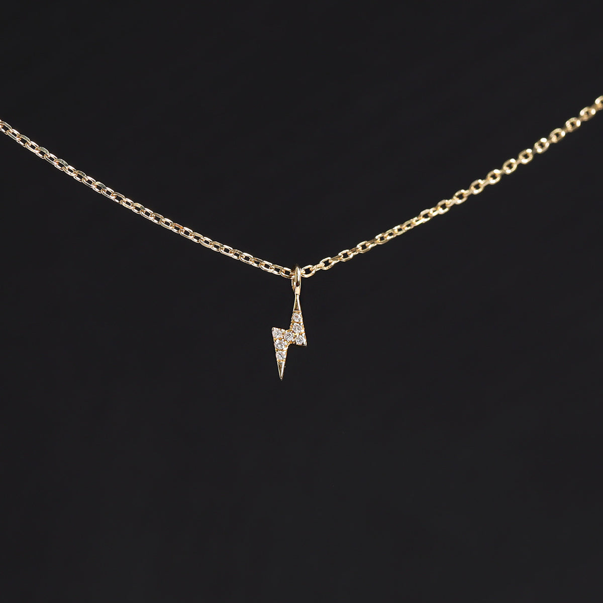 14K Solid Gold Diamond Lightning Bolt Charm