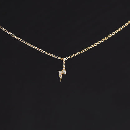 14K Solid Gold Diamond Lightning Bolt Charm
