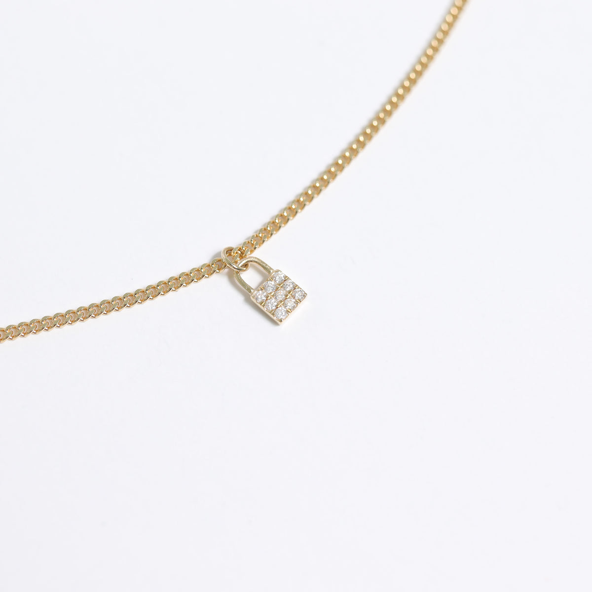 14K Solid Gold Diamond Padlock Charm