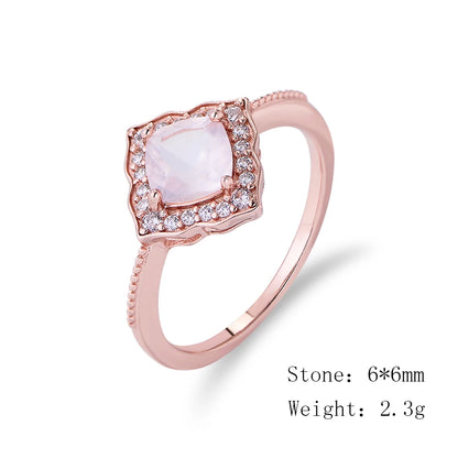 Rose Gold Plated Sterling Silver Natural Rose Quartz Engagement Ring