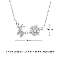 Snowflake and Reindeer 925 Sterling Silver Pendant Necklace