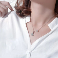 Saturn Crystal Pin Necklace in 925 Sterling Silver