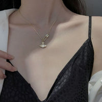 Saturn Crystal Pin Necklace in 925 Sterling Silver