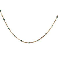 Geometric Multi-Layer Beaded Necklace with Green Accents in 925 Sterling Silver