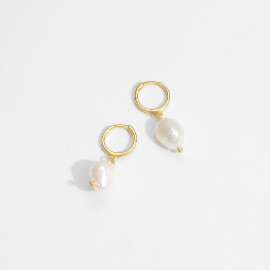 Baroque Pearl Sterling Silver Dangling Earrings