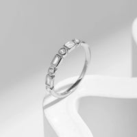 Sterling Silver Round Rectangle Ring