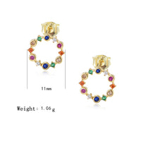 Sterling Silver Colorful Rainbow Circles Stud Earrings