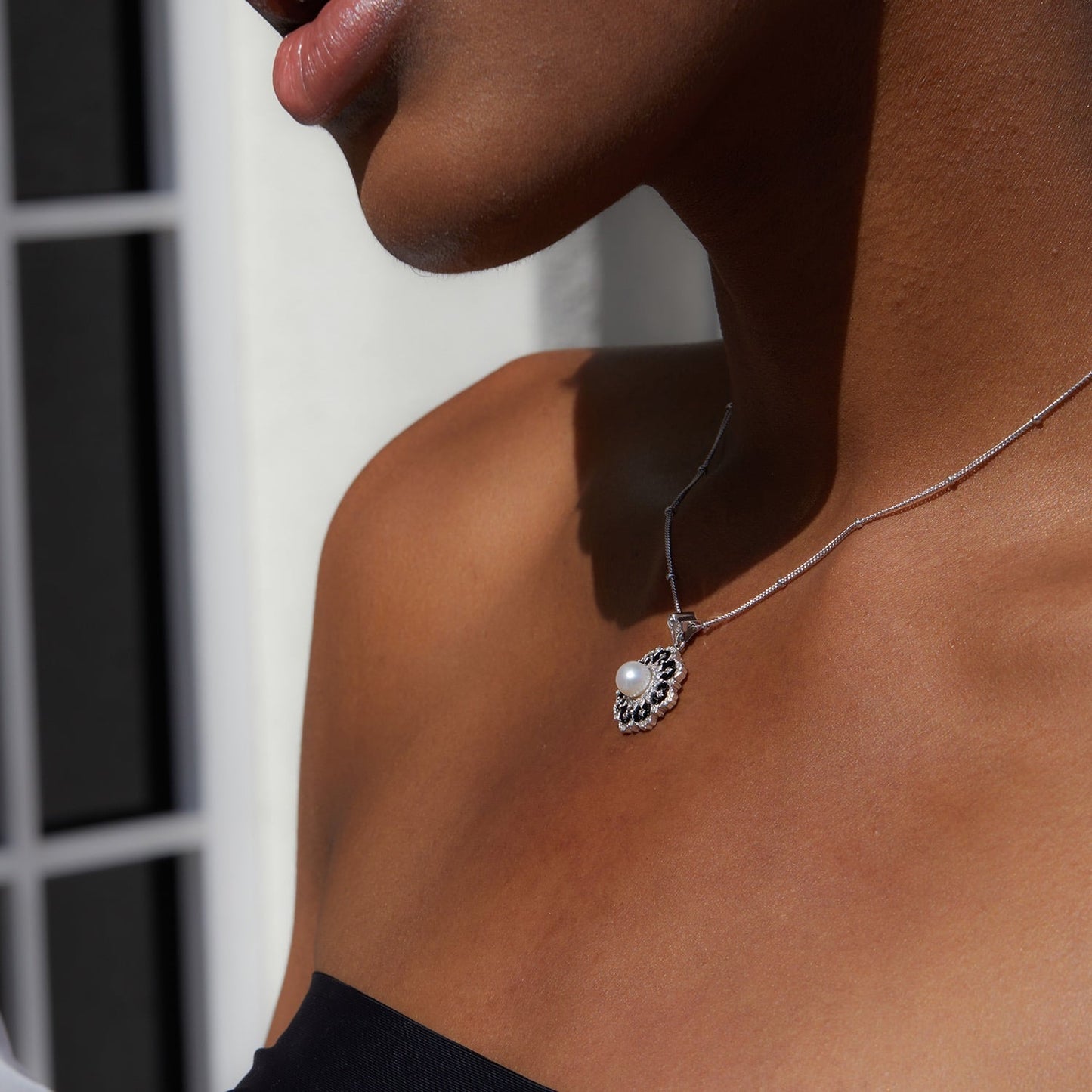 Floral Natural Pearl Sterling Silver Necklace