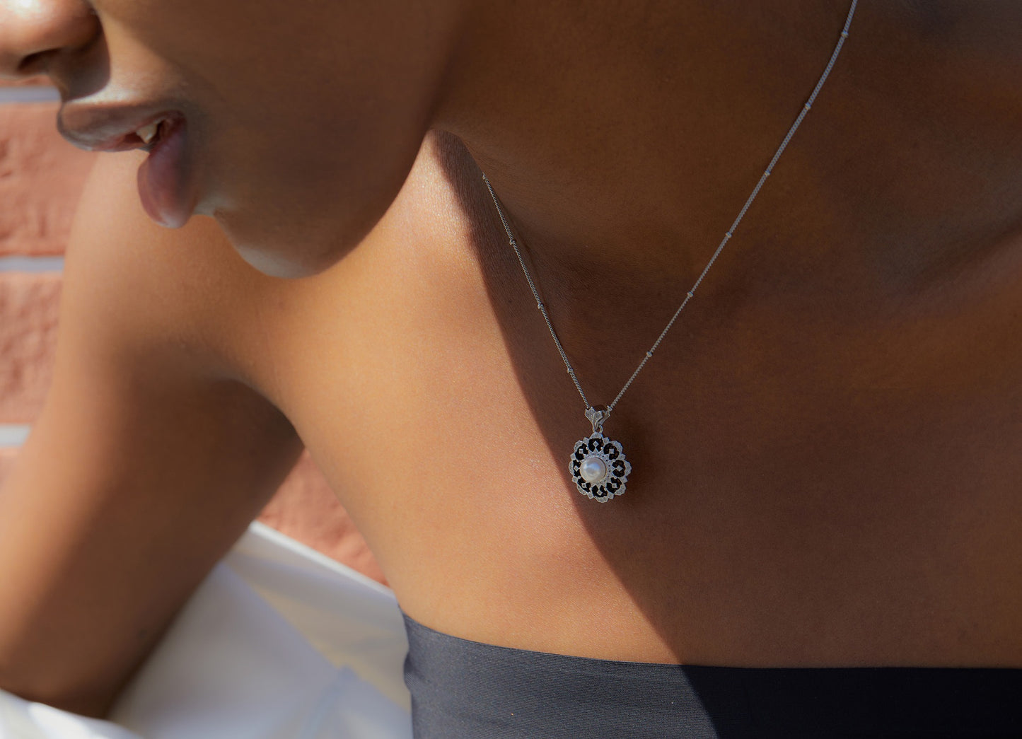 Floral Natural Pearl Sterling Silver Necklace