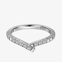 V Shape Crystal Adjustable Ring in 925 Sterling Silver