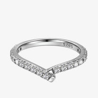 V Shape Crystal Adjustable Ring in 925 Sterling Silver