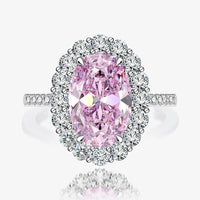 Oval Created High Carbon Diamond Ring, 5.6 Carat 925 Sterling Silver