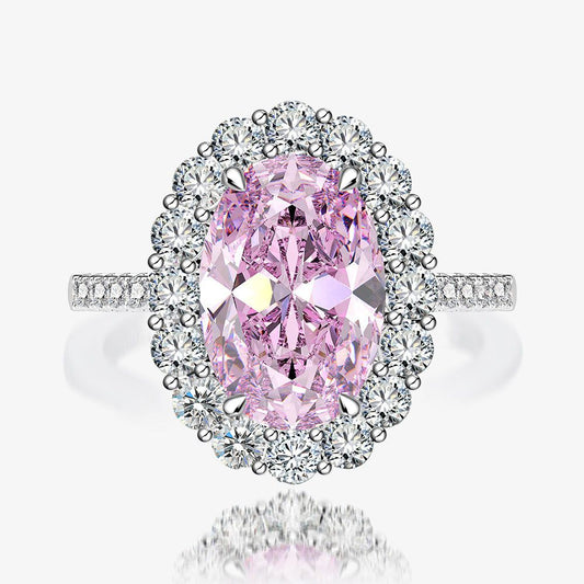 Oval Created High Carbon Diamond Ring, 5.6 Carat 925 Sterling Silver