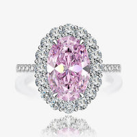 Oval Created High Carbon Diamond Ring, 5.6 Carat 925 Sterling Silver