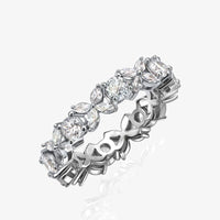 White Crystal Four-Leaf Flower 925 Sterling Silver Adjustable Ring