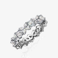 White Crystal Four-Leaf Flower 925 Sterling Silver Adjustable Ring