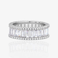 Simple Geometry Baguette Crystal Ring in 925 Sterling Silver