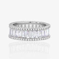 Simple Geometry Baguette Crystal Ring in 925 Sterling Silver