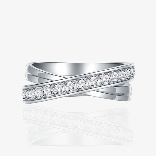 CZ Cross Adjustable 925 Sterling Silver Ring