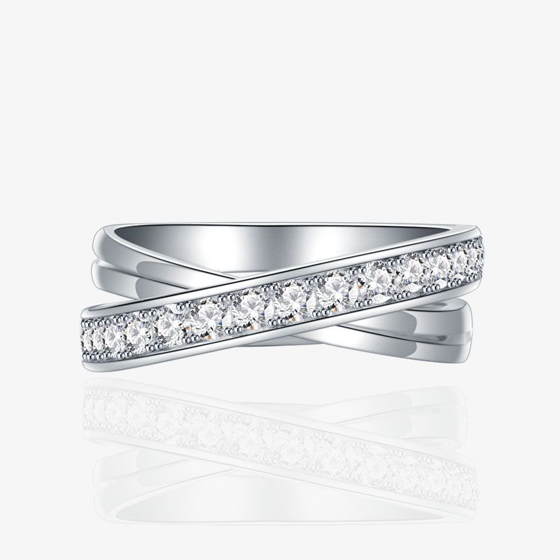 Crystal Cross Adjustable 925 Sterling Silver Ring