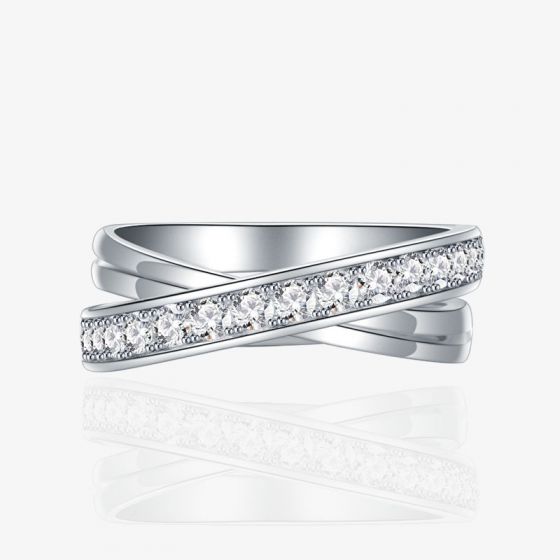 CZ Cross Adjustable 925 Sterling Silver Ring