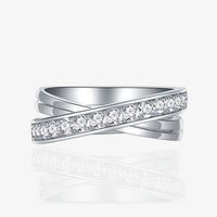 Crystal Cross Adjustable 925 Sterling Silver Ring