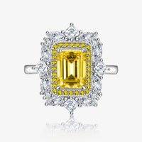 Masculine Baguette Created High Carbon Diamond Flower Ring in 925 Sterling Silver