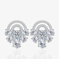 Semicircle Bow-Knot Crystal 925 Sterling Silver Stud Earrings