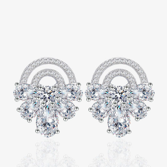 Semicircle Bow-Knot CZ 925 Sterling Silver Stud Earrings