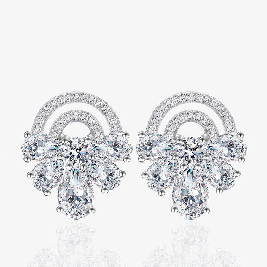 Semicircle Bow-Knot Crystal 925 Sterling Silver Stud Earrings