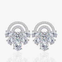 Semicircle Bow-Knot Crystal 925 Sterling Silver Stud Earrings