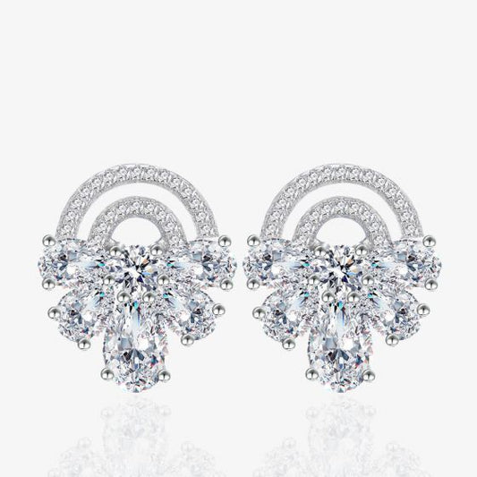 Semicircle Bow-Knot CZ 925 Sterling Silver Stud Earrings