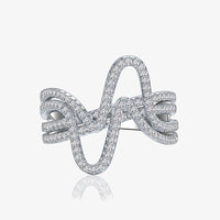 Double Layer Curved Lines Adjustable Sterling Silver Ring