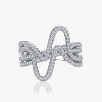 Double Layer Curved Lines Adjustable Sterling Silver Ring