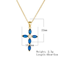 Sterling Silver Created Sapphire Cross Necklace