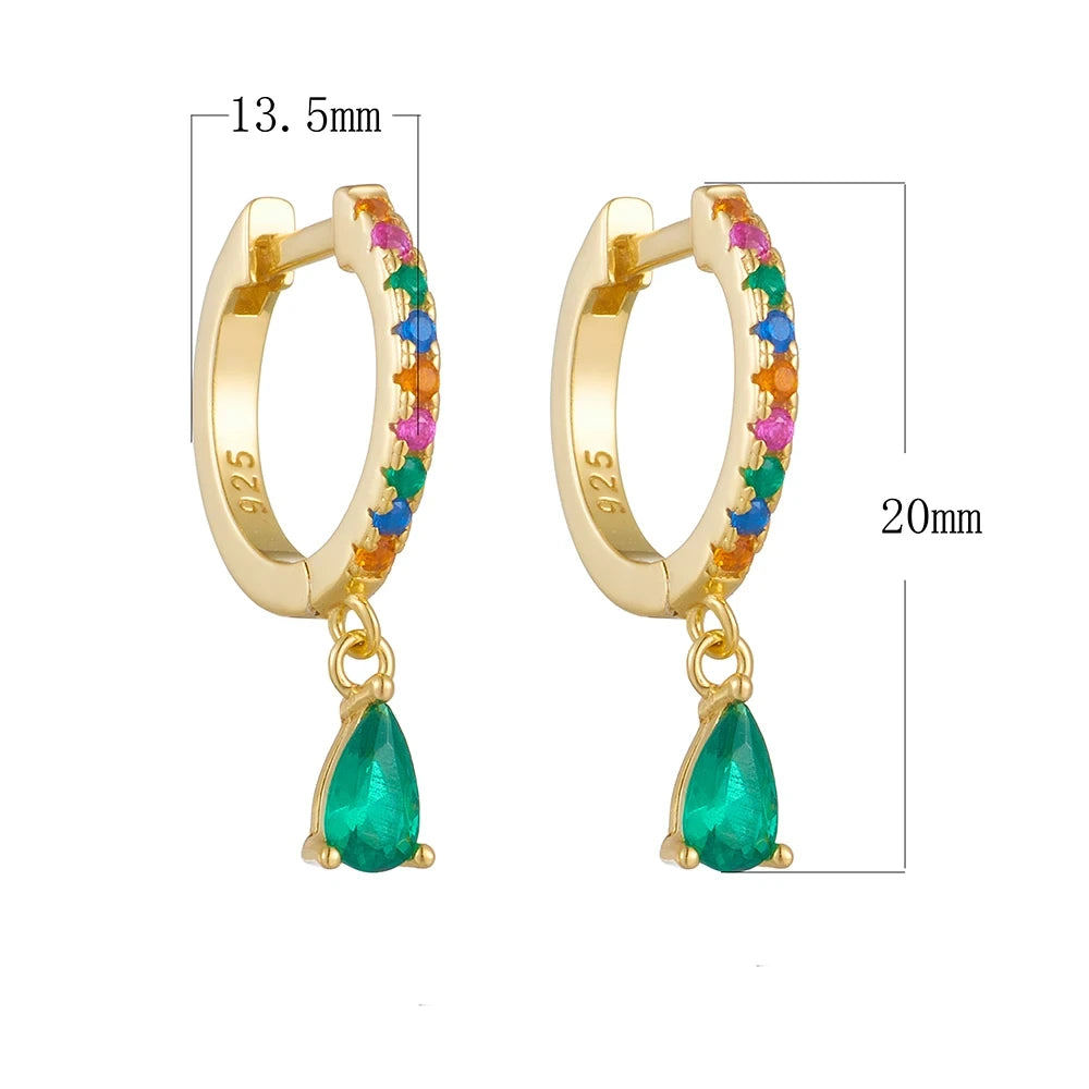 Sterling Silver Green Drop Earrings