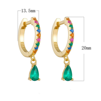 Sterling Silver Green Drop Earrings