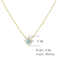 Gold Plated Silver Created Blue Topaz Flower Necklace