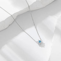 Gold Plated Silver Created Blue Topaz Flower Necklace