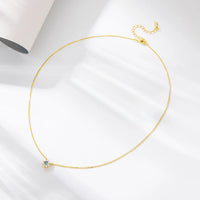 Gold Plated Silver Created Blue Topaz Flower Necklace