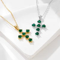 Sterling Silver Green Cross Necklace