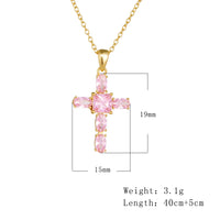 Sterling Silver Pink Cross Pendant Necklace