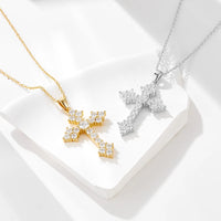 Sterling Silver Cubic Zirconia Big Cross Necklace