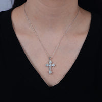 Sterling Silver Cubic Zirconia Big Cross Necklace