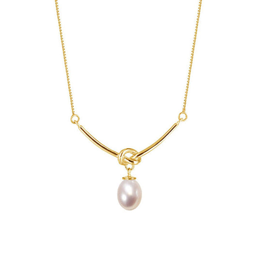 Sterling Silver Pearl Knot Necklace